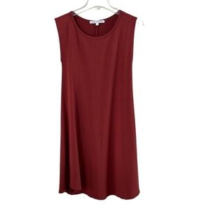 Foreign Exchange bamboo swing dress rust sleeveless size large scoop neck